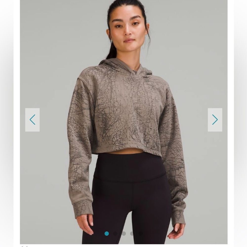 NWT New LULULEMON All Yours Cropped Hoodie Sweatshirt Thread Dye Rover Black 10
